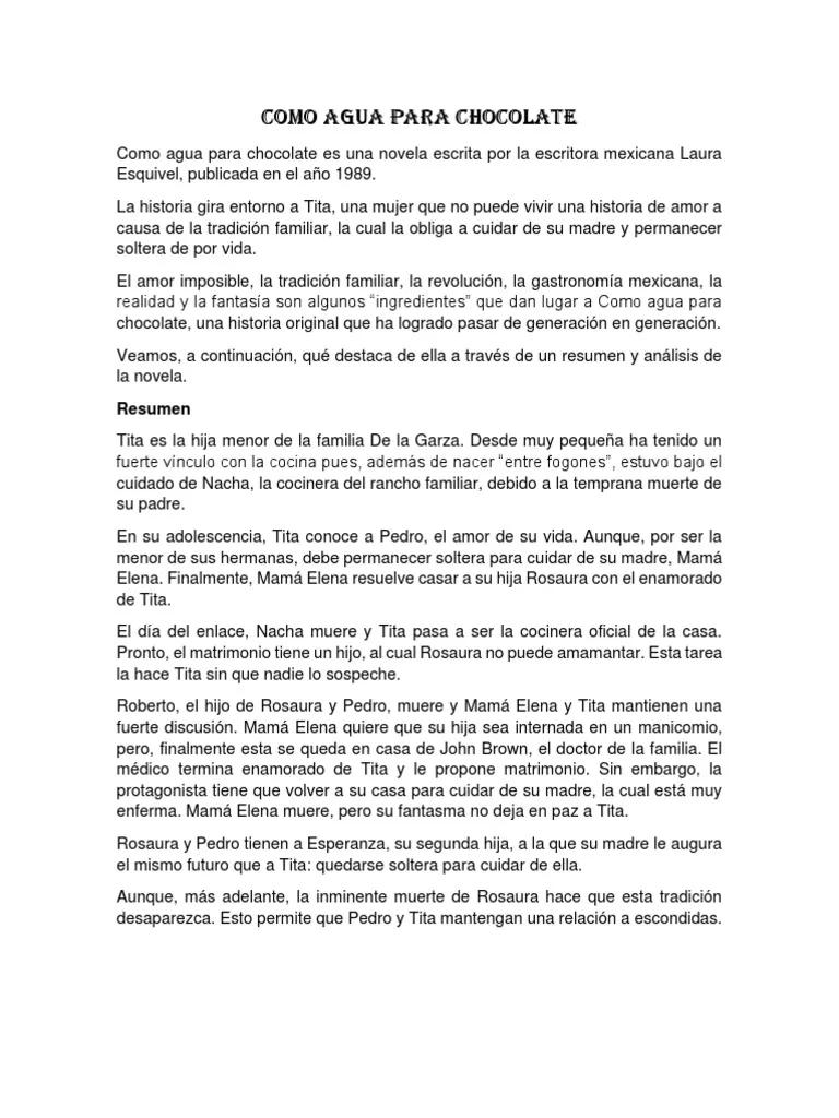 resumen del primer capitulo de como agua para chocolate - Cómo se llama el primer capítulo de Como agua para chocolate