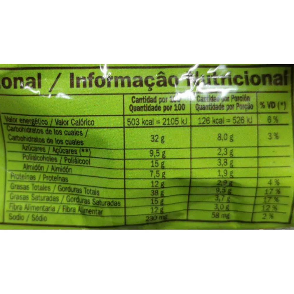 chocolate georgalos sin azucar informacion nutricional - Cuántas calorías tiene el chocolate sin azúcar
