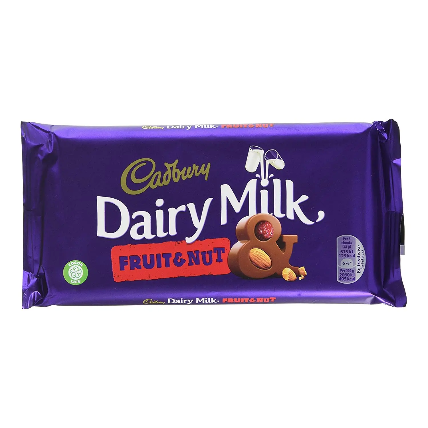 cadbury chocolate fruit and nut - How many calories are in a Cadbury Fruit and Nut chocolate bar