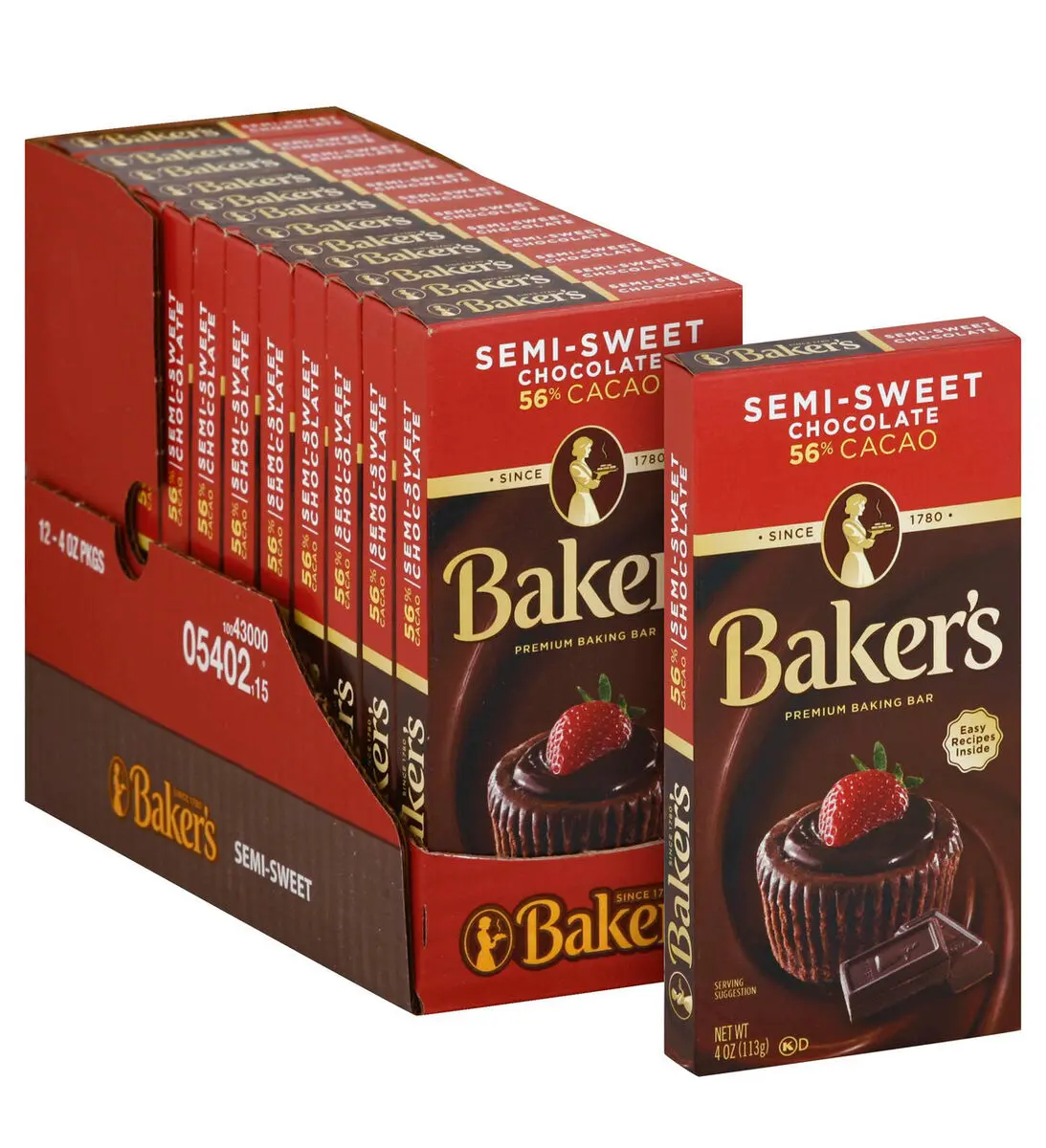 bakers semi sweet chocolate - La barra de chocolate semidulce de Baker no contiene gluten