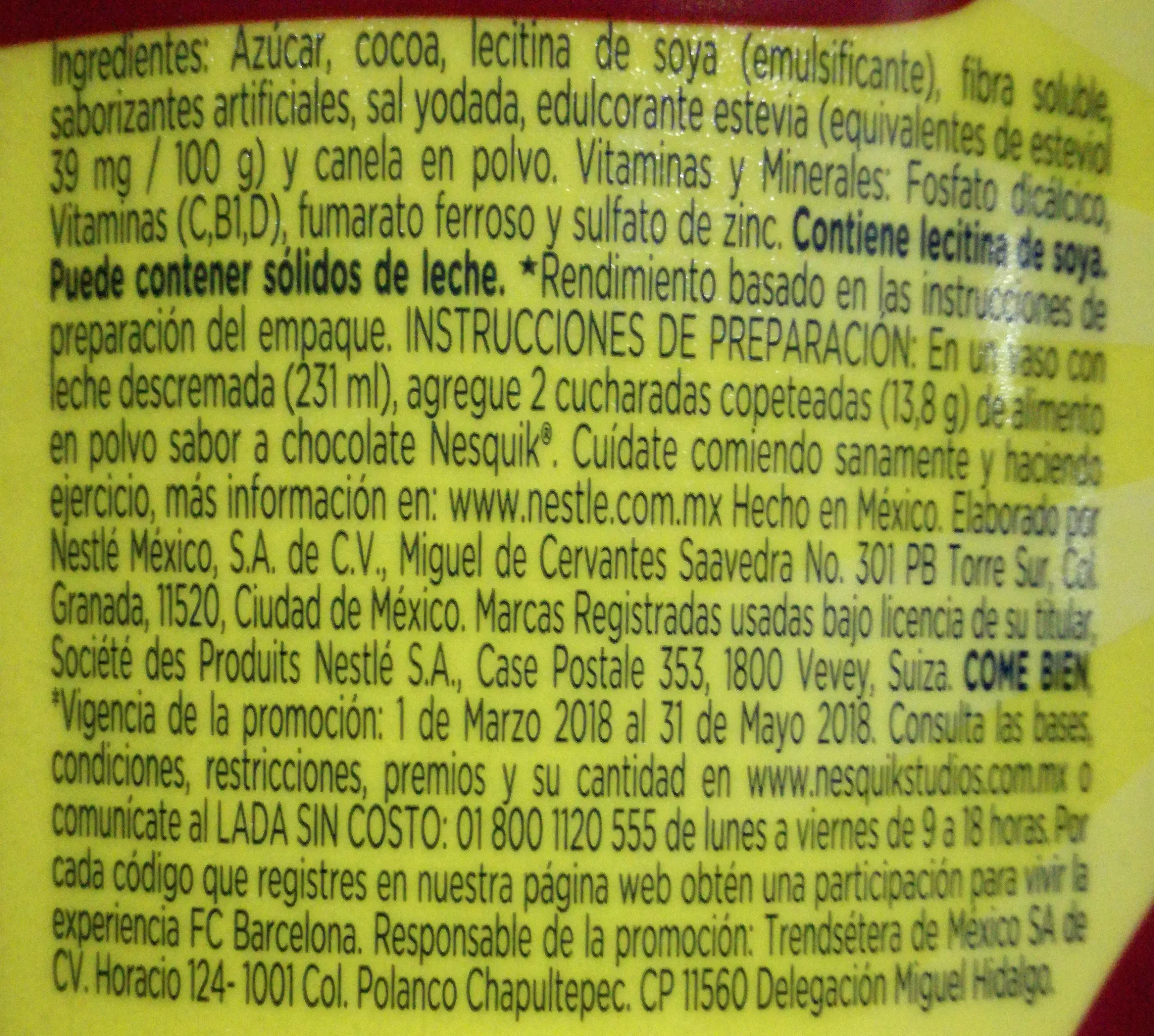 Nesquik Chocolate: Ingredientes, Nutrición y Más - Qué componentes tiene el Nesquik nesquik chocolate ingredientes - Qué componentes tiene el Nesquik