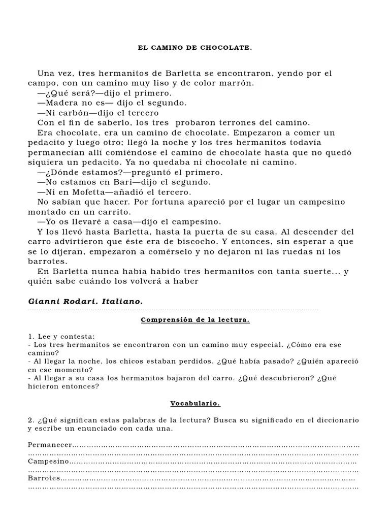 cuento el camino de chocolate - Qué es un cuento de camino