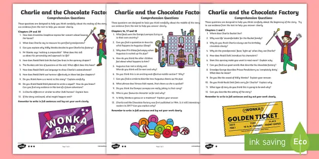 charlie and the chocolate factory reading comprehension - What are questions for Charlie and the Chocolate Factory