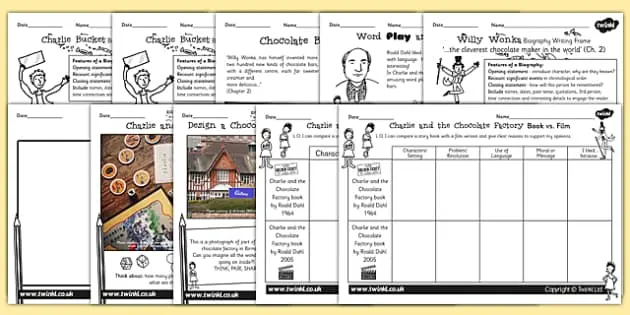 charlie and the chocolate factory worksheets - What do the 5 kids in Charlie and the Chocolate Factory represent