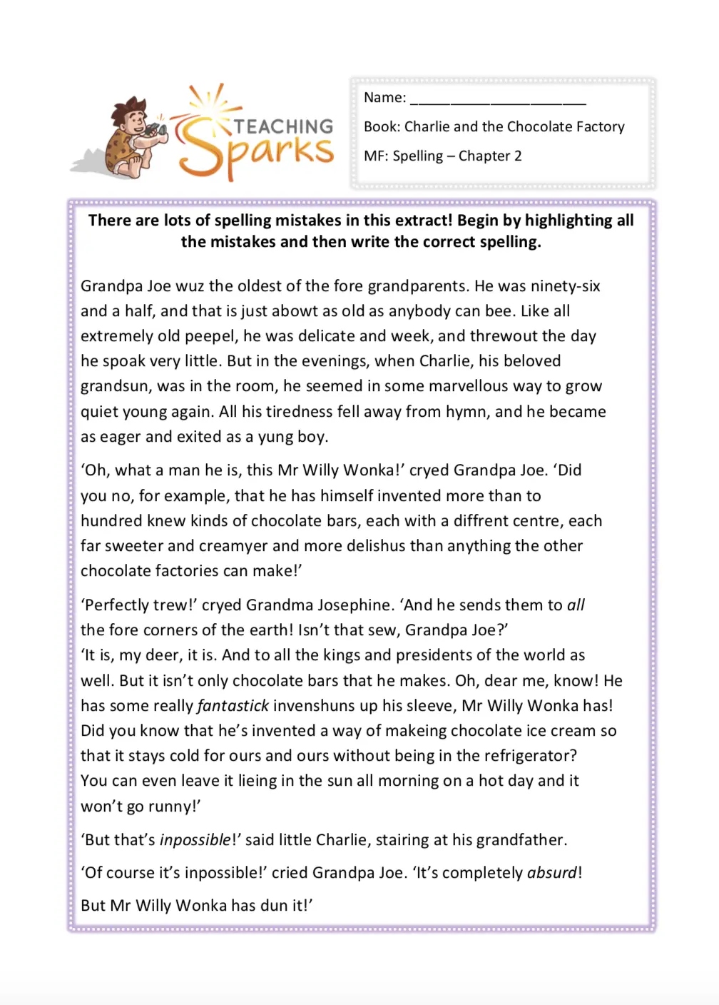 charlie and the chocolate factory extract - What does Charlie long for more than anything else